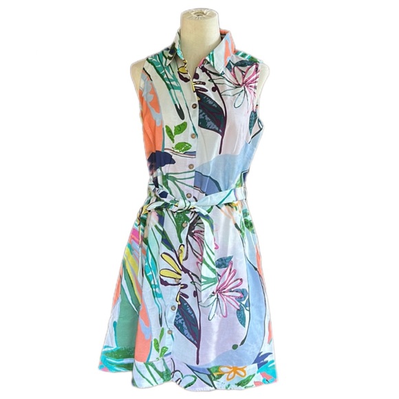 Anthropologie Charlie B Other - Anthropologie Charlie B Collared Button Down Floral Tie waist Dress Medium